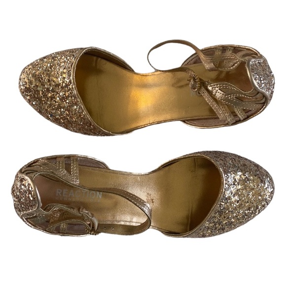 NWB Reaction Kenneth Cole Sara In Rose Glitter Girls Heel Dress Shoe Sz 3Y - Picture 1 of 11